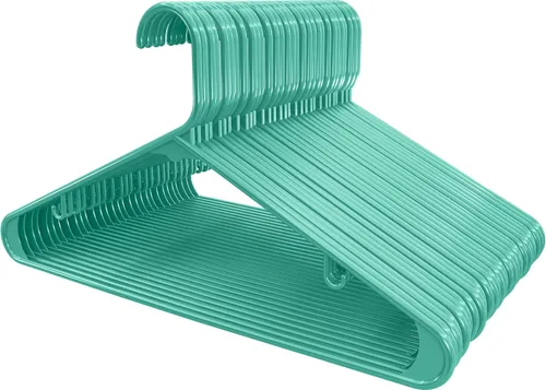 Vista 5 de Perchas de plástico Utopia Home, paquete de 50 - Percha para ropa con ganchos - Duradera y ahorradora de espacio (Agua)