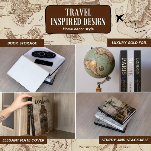 Vista 4 de Libros decorativos para decoración del hogar, hermoso juego de 3. Cajas decorativas, no páginas en el interior. Libros Decorativos para Mesa