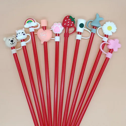 Vista 2 de Funda de popote para copa Stanley, 10 fundas de popote compatibles con vaso Stanley de 30 y 40 onzas con asa, adorno de popote de silicona