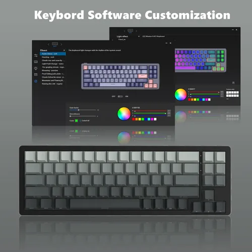 Vista 6 de Womier S-K71 - Teclado para juegos al 75% de aleación de aluminio, teclado mecánico inalámbrico, con junta de teclado intercambiable en caliente