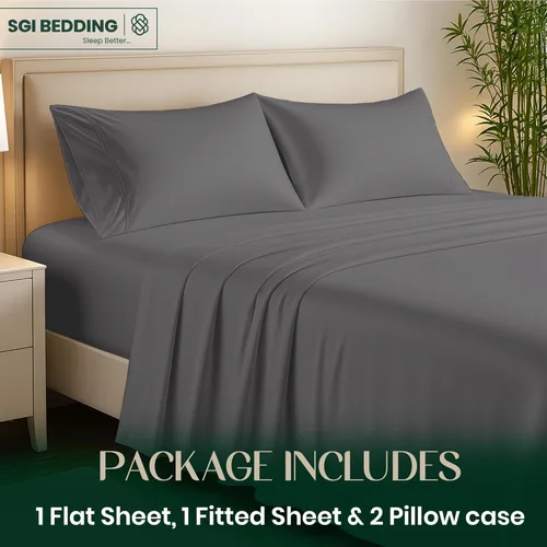 Vista 2 de SGI bedding Juego de sábanas tamaño matrimonial de lujo de 4 piezas, 100% viscosa de bambú cultivada orgánicamente, ultra suave, refrescante