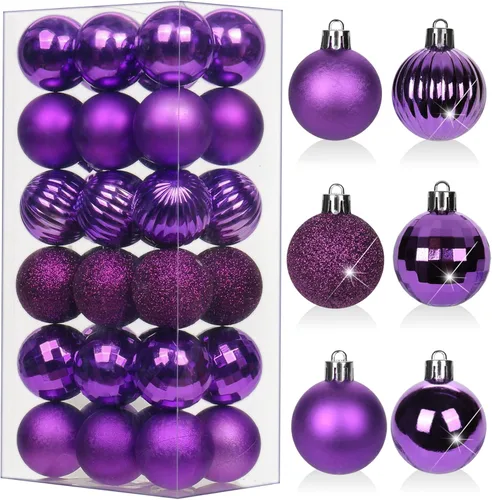 Vista 11 de Adornos de Navidad marrones de 1.57 pulgadas para árbol de Navidad, 36 piezas de mini esferas inastillables, decoración de árbol de Navidad, bolas