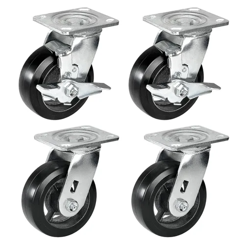 Vista 48 de Ruedas giratorias de 4 x 2 pulgadas, resistentes, 700 libras por rueda, placa superior para carrito de herramientas, plataforma, camión, banco