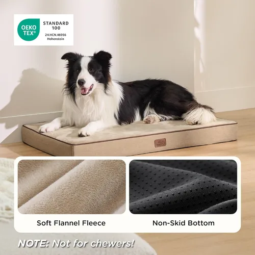 Vista 3 de Bedsure Cama ortopédica grande para perros grandes, almohada impermeable de espuma viscoelástica para perros, con funda extraíble lavable y parte