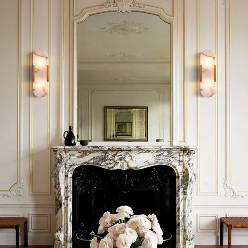 Vista 7 de YIOSI Juego de 2 apliques de pared de 13.8 pulgadas, lámparas de pared de alabastro, lámparas de tocador de latón para baño, lámpara de pared