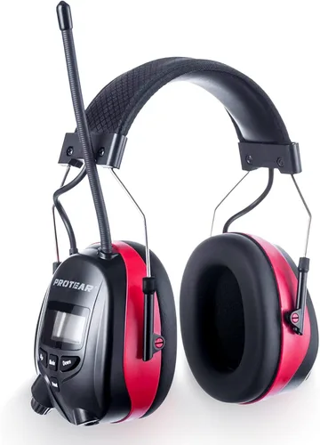 Vista 11 de Cascos protectores de oídos PROTEAR con radio AM/FM, auriculares con reducción de ruido de 25dB, orejeras de seguridad con pantalla digital