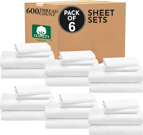 Vista 42 de California Design Den Juego de sábanas tamaño King, 100% algodón, sábanas lujosas de 600 hilos con bolsillo profundo, ropa de cama duradera con 16