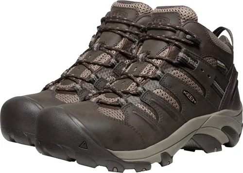 Vista 2 de KEEN Utility Lansing Mid Steel Toe Botas de trabajo impermeables para hombre Mantillo/Shitake