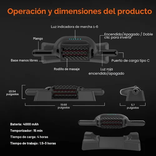 Vista 5 de Masajeador eléctrico con luz roja, masajeador de rodillo de percusión