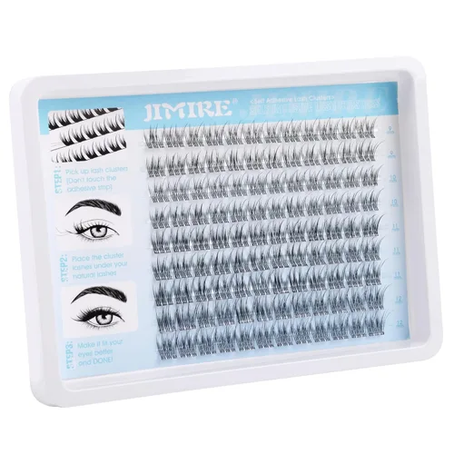 Vista 25 de JIMIRE 160 piezas de pestañas autoadhesivas de aspecto natural, 9-14 mm, racimos de pestañas pre-pegadas, sin necesidad de pegamento, pestañas