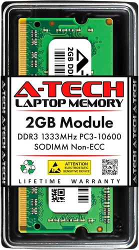 Vista 27 de A-Tech - Módulo de memoria RAM SODIMM para portátil de 1 GB DDR3 1066 MHz PC3-8500 CL7, 1,5 V, 204 pines, sin ECC, SO-DIMM para portátiles