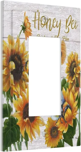 Vista 35 de Pintura al óleo de flores abstractas de 1 cuadrilla de interruptor de luz dúplex individual cubierta de salida placa de pared decorativa Placa