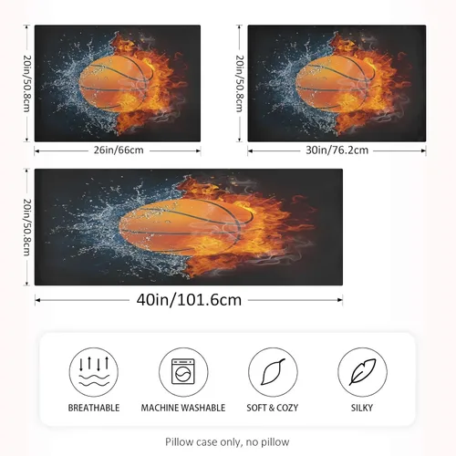Vista 2 de Funda de almohada de satén de baloncesto para cabello y piel, fundas de almohada de satén con cierre de sobre, tamaño estándar (20 x 26 pulgadas)
