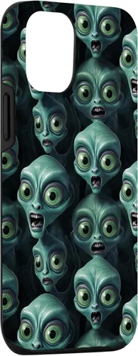 Vista 3 de iPhone 14 Trippy Green Cool Alien Funny Party Faces Outer Space Aliens Case