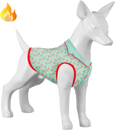 Vista 7 de LovinPet Bulldog - Mameluco tipo suéter – Ropa de franela suave para perro, estampado de flores florecientes, adecuado para razas de perros grandes