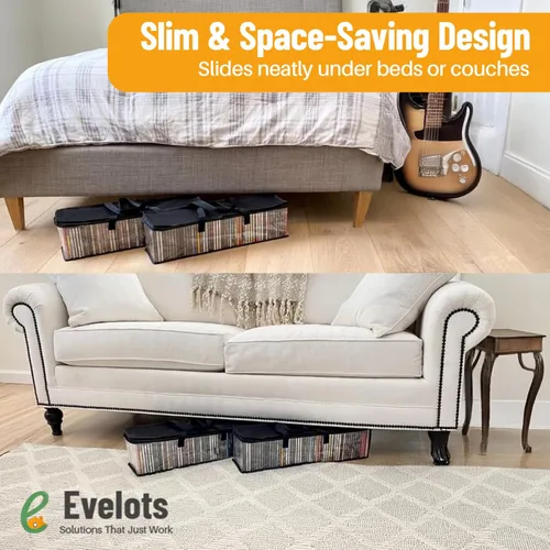 Vista 8 de Evelots Bolsas de almacenamiento para CD (paquete de 2) Funda de transporte de plástico PVC transparente con cremallera, capacidad para 100 CD