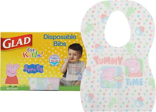 Vista 9 de Baberos desechables de papel con atrapamigas para niños de Glad con diseño de tiburón para alimentación - Absorbentes y a prueba de fugas