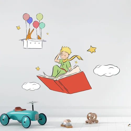 EGD The Little Prince Book Cloud - Decoración de pared para niños, serie X, calcomanía de pared, regalos, varios tamaños (ancho 40 x 31 pulgadas de