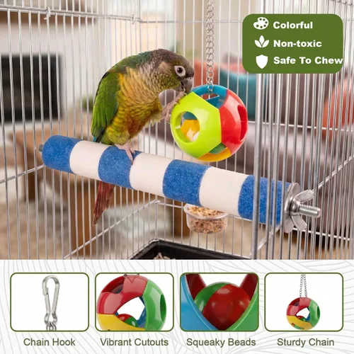 Vista 8 de Perca para pájaros para jaula, 3 piezas, perca de loro para conure, cacatúa