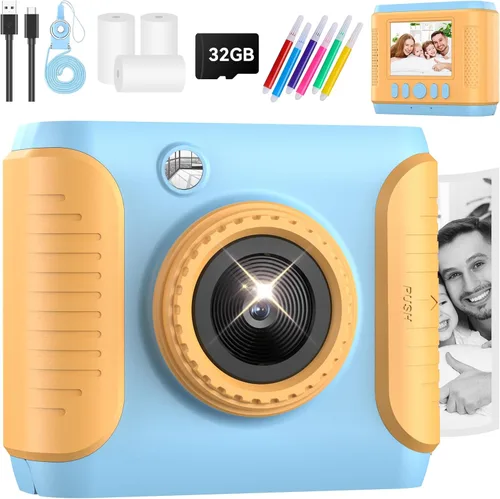 Vista 8 de Cámara de impresión instantánea para niños, cámaras instantáneas con pantalla de 2.4 pulgadas, regalos de cumpleaños de Navidad para niñas de 3 a 12