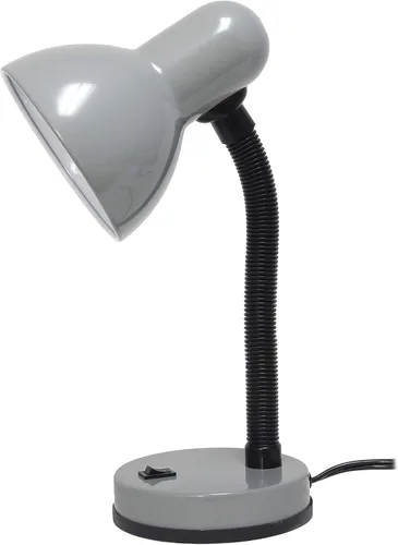 Vista 10 de Simple Designs LD1003-SLV Lámpara de escritorio básica de metal con cuello de manguera flexible para oficina, sala de estar, dormitorio, dormitorio