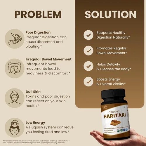 Vista 3 de ORGANIC SPREE Haritaki 120 tabletas Terminalia chebula – Suplemento para el despertar del tercer ojo – Suministro de 60 días – Apoya la digestión