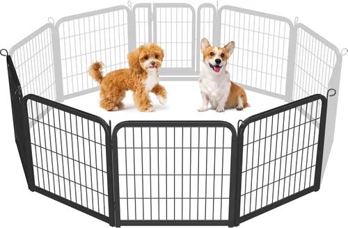 Vista 31 de Yaheetech Corralito para perros, 24 pulgadas, 2 paneles, corral para perros para interiores, resistente, corral de ejercicio para cachorros, valla