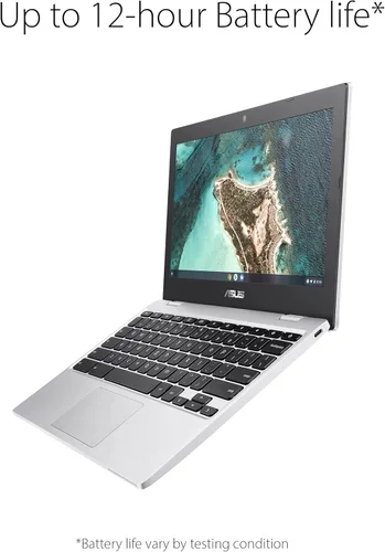 Vista 3 de ASUS - Chromebook CX1, pantalla HD NanoEdge de 11.6 pulgadas, procesador Intel Celeron N3350, 32 GB eMMC, 4GB de RAM, teclado resistente a