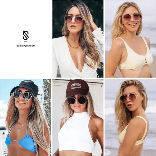 Vista 4 de SOJOS Sunglasses for Women Men Classic Retro Polygon Shades UV400