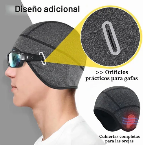 Vista 4 de WOLFILIST Skull Cap Winter Helmet Liner, Cold Weather Thermal Cycling Cap negro (Black*1)