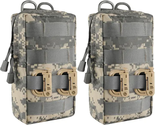 Vista 20 de FRTKK Paquete de 2 bolsas Molle – Bolsa táctica compacta resistente al agua EDC bolsa pequeña de utilidad