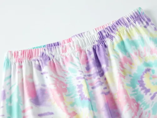 Vista 5 de Tebbis Conjunto de pijama de 2 piezas para niñas adolescentes con diseño de teñido anudado en espiral, talla 6-18