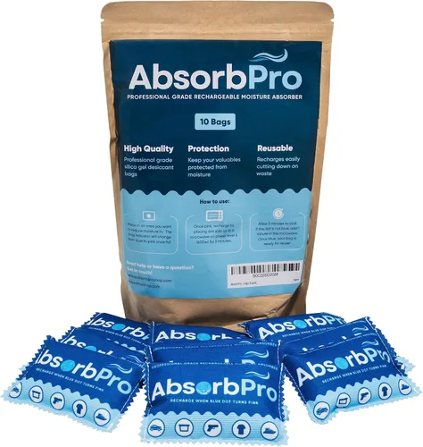 Vista 8 de Bolsa deshumidificadora recargable, paquete de 5 unidades, 3.53 oz (3.53 oz), absorbentes de humedad reutilizables, paquetes de gel de sílice