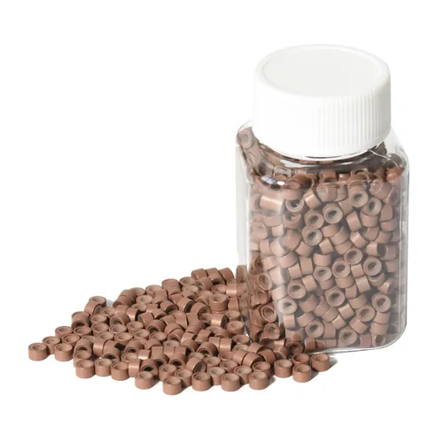 Vista 11 de 200 extensiones de cabello con microenlaces forrados de silicona de 0.197 in, cuentas forradas de silicona para extensiones de cabello humano y Negro