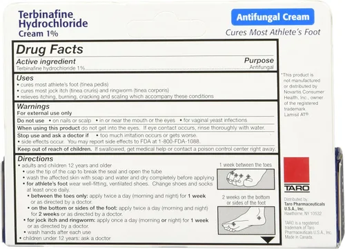 Vista 2 de TARO Crema antifúngica de clorhidrato de terbinafina 1% (1 oz.) (paquete de 5)