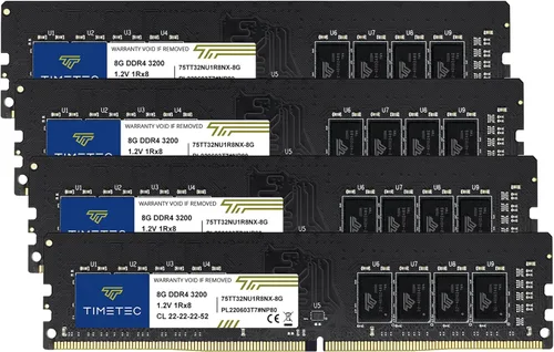 Vista 14 de Timetec Pinnacle Konduit 8GB DDR4 3200MHz PC4-25600 CL16-18-18-38 XMP2.0 Overclocking 1.35V Compatible para AMD e Intel Módulo de memoria RAM