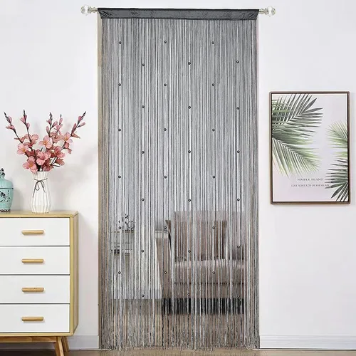 Vista 10 de HSYLYM - Cortinas con cuentas para puerta, cortinas de hilos ideales para decoración de sala de estar, colgante de pared, flecos, divisor