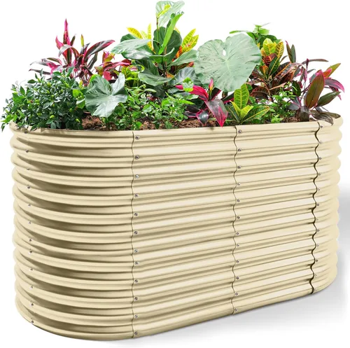 Vista 9 de Land Guard - Juego de macetas de jardín de 3 × 3 × 3 pies galvanizado, macetas de jardín elevadas al aire libre redondas galvanizadas, macetas