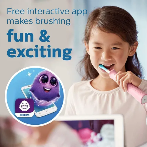 Vista 3 de Philips Sonicare Cepillos de dientes eléctricos recargables conectados por Bluetooth para niños de 3 años, interactivos para un mejor cepillado