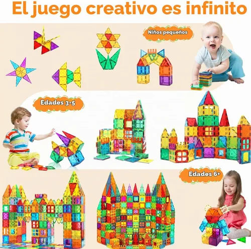Vista 3 de NVHH 100 bloques magnéticos de azulejos para niños de 3 a 5 4 a 8 años