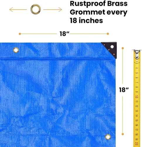 Vista 4 de WHITEDUCK Lona de polietileno súper resistente de 16 mil de grosor, 12 x 16 pies, impermeable, 100% resistente a los rayos UV, a prueba de Azul- 16