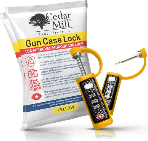 Vista 12 de TSA Approved Tactical Gun Case Lock - Protective Rubber Sleeve & Cut-Resistant MonoShaft - Secure Single Shaft Padlock for Guns Luggage Rifles