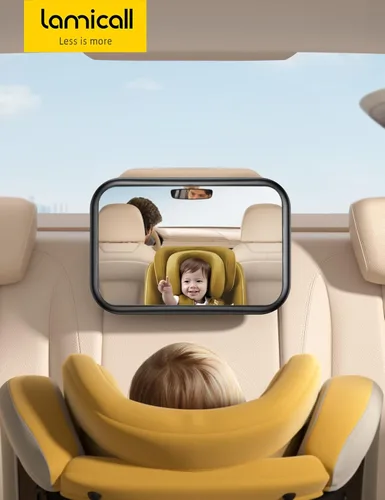 Vista 7 de Lamicall Espejo de coche para bebé para asiento trasero – [Clip de gancho triangular más seguro 2025] Espejo para asiento de coche acrílico