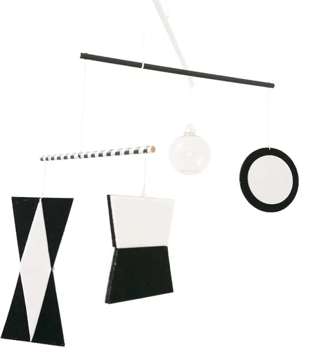 Munari Baby juguete móvil Montessori móvil bebé negro grueso fieltro hecho a mano. Juguetes de reconocimiento de forma de bebé y color