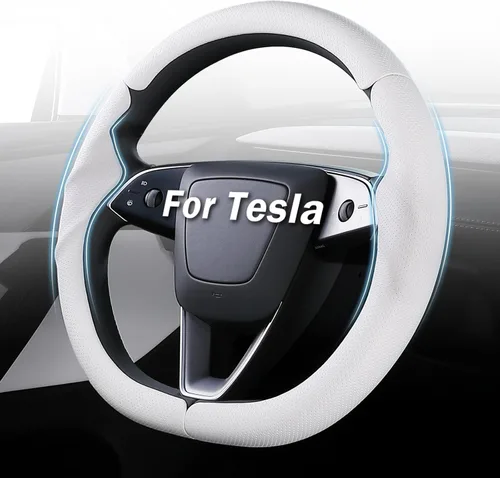 Vista 18 de Cubierta de volante para Tesla Model 3 (2017-2023) / Model Y (2020-2024), antideslizante, agarre cómodo, transpirable, personalizada para accesorios