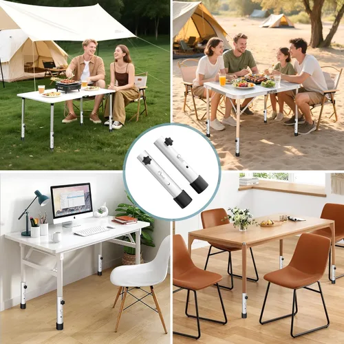 Vista 5 de ZhouDaShu Table Leg Extenders for Folding Tables, Table Leg Extensions for Bent and Straight Legs, Heavy Duty Steel Adjustable Folding Table Leg