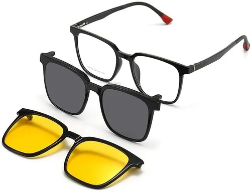 3 en 1 gafas de sol magnéticas de los vidriosclip que conduce de la noche, vidrios de la visión nocturna de la miopía para la distancia