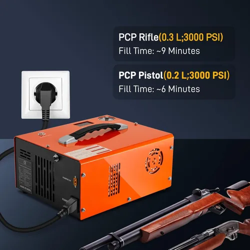 Vista 3 de GOYOJO Compresor de Aire PCP, Máximo 4500 PSI / 300 Bar, Llenado Rápido para Pistolas de Aire o Tanque de Paintball, Apagado Automático