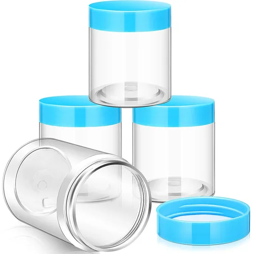 Vista 69 de Patelai 4 piezas de recipientes de plástico transparentes redondos de boca ancha a prueba de fugas con tapas para almacenamiento de viaje