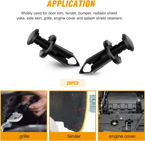 Vista 5 de GOOACC 70 piezas de protección contra salpicaduras para el motor, tornillos de protección del cuerpo del parachoques del guardabarros, retenedores